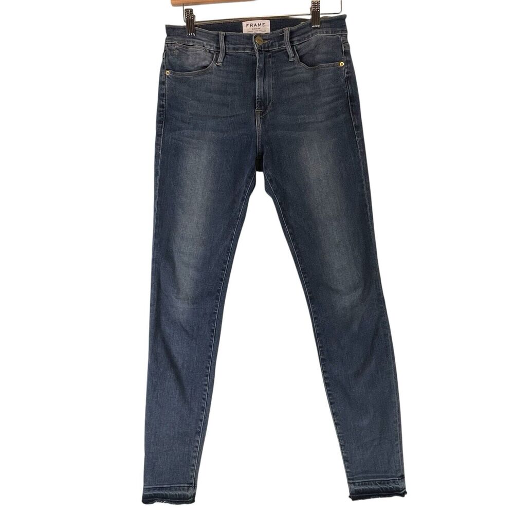 Frame Womens Le High Skinny Jeans Crop Blue Stretch Denim WOMENS SIZE 27 Merrick